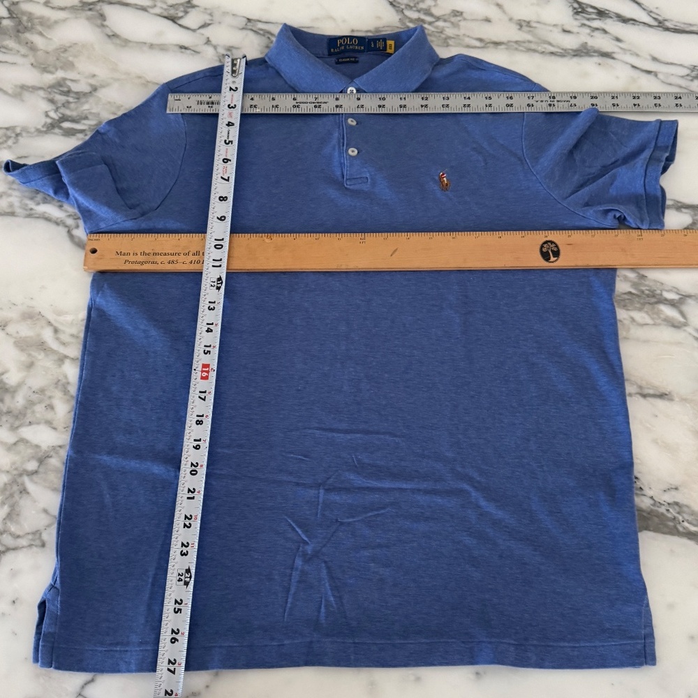 Polo Ralph Lauren Cotton Men's Blue Polo‎ Short sleeve shirt,  Large - Picture 2 of 4